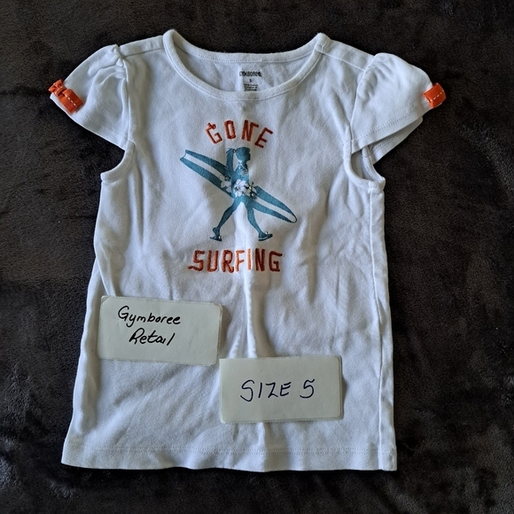 Gymboree girls size 5 white surf design short sleeve shirt - Picture 1 of 3